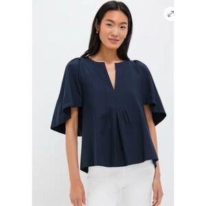 POMANDER PLACE Navy Finley Flutter Sleeve Top